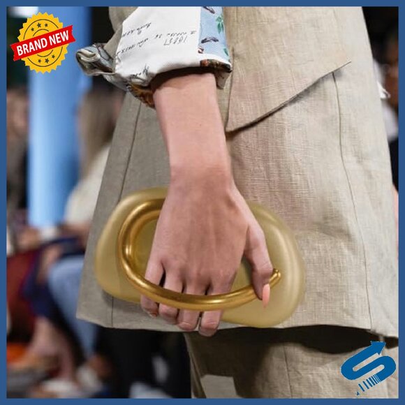 PU Leather Evening Clutch with Chain Strap, Magnetic Closure, 7.5x3x4.3in - Picture 4 of 8